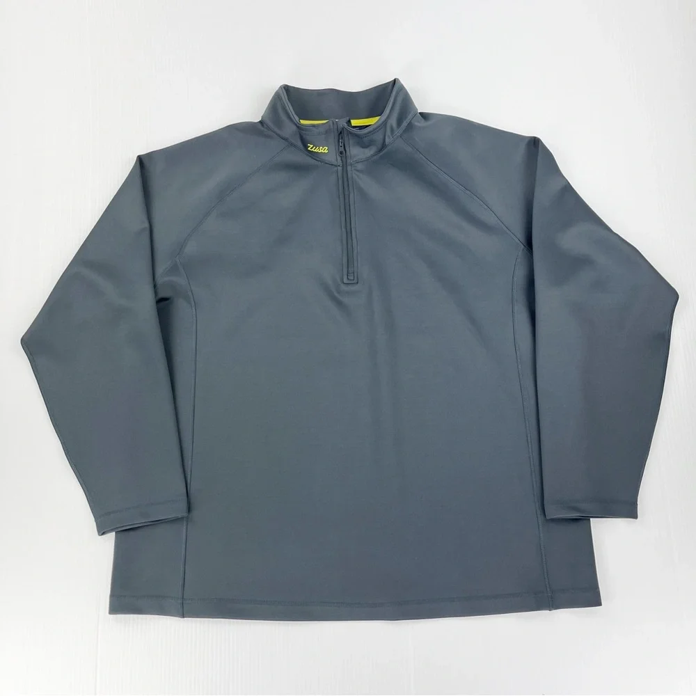 Zusa Influencer Quarter Zip Gray Long Sleeve Pullover Sweater Sweatshirt Top